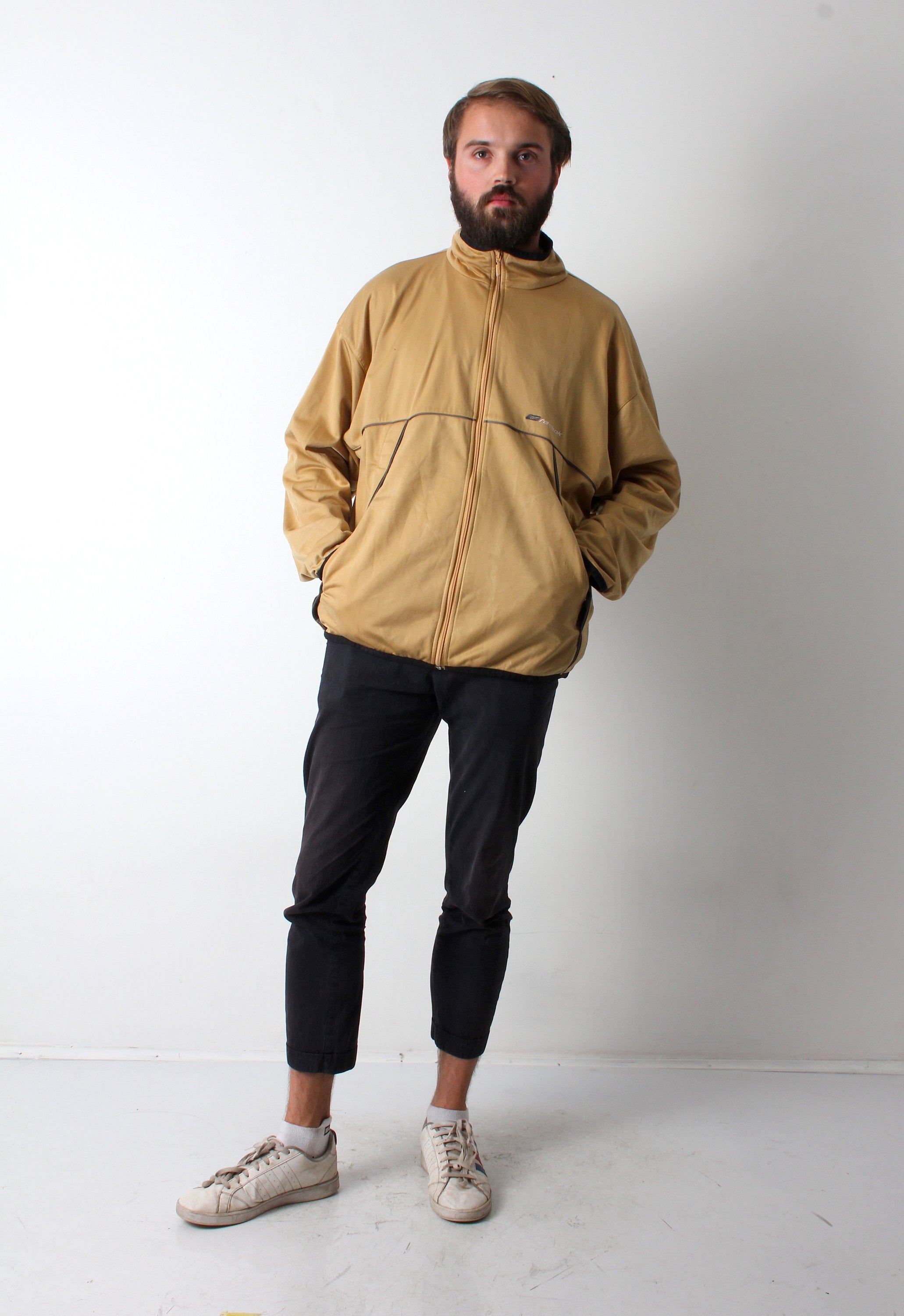reebok jacket mens gold