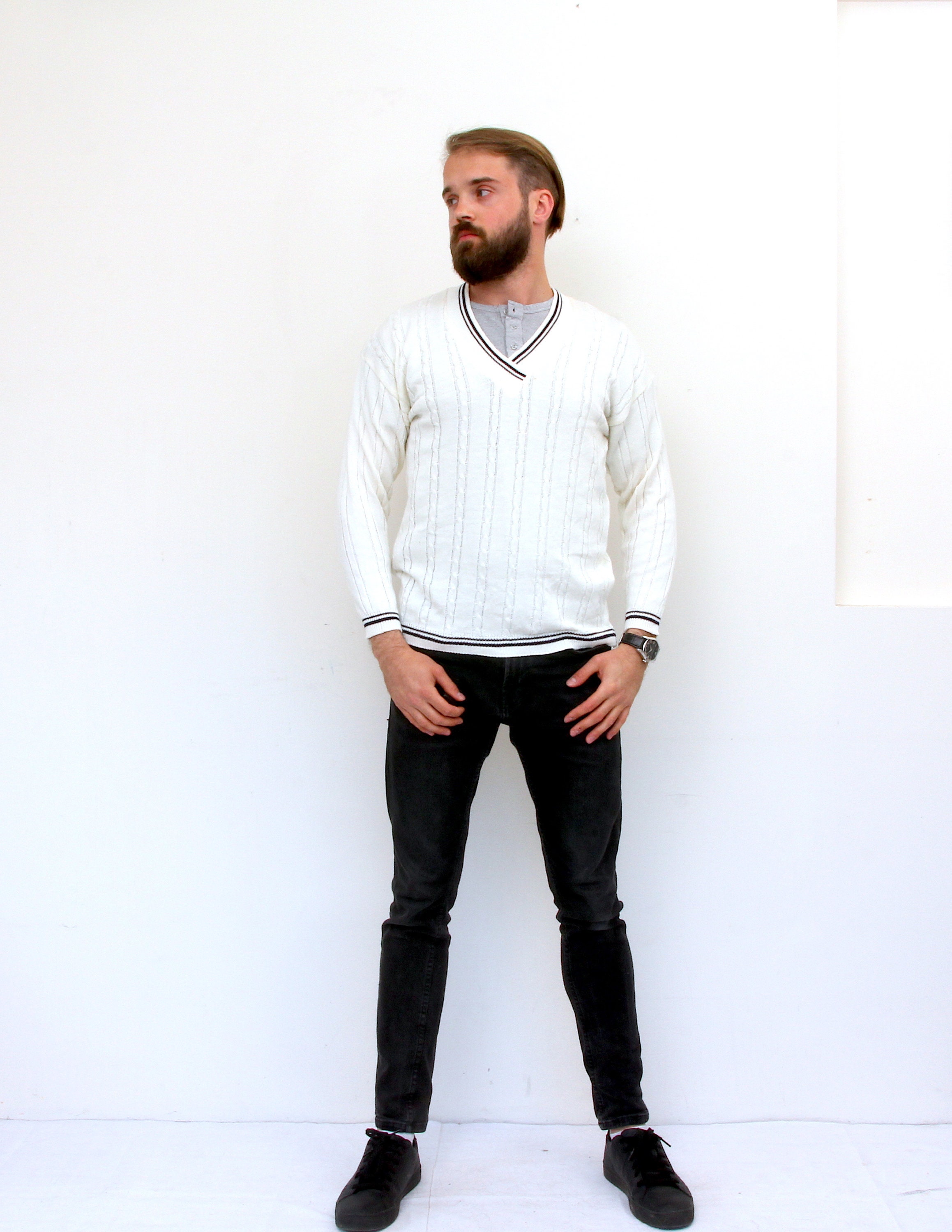 white golf sweater