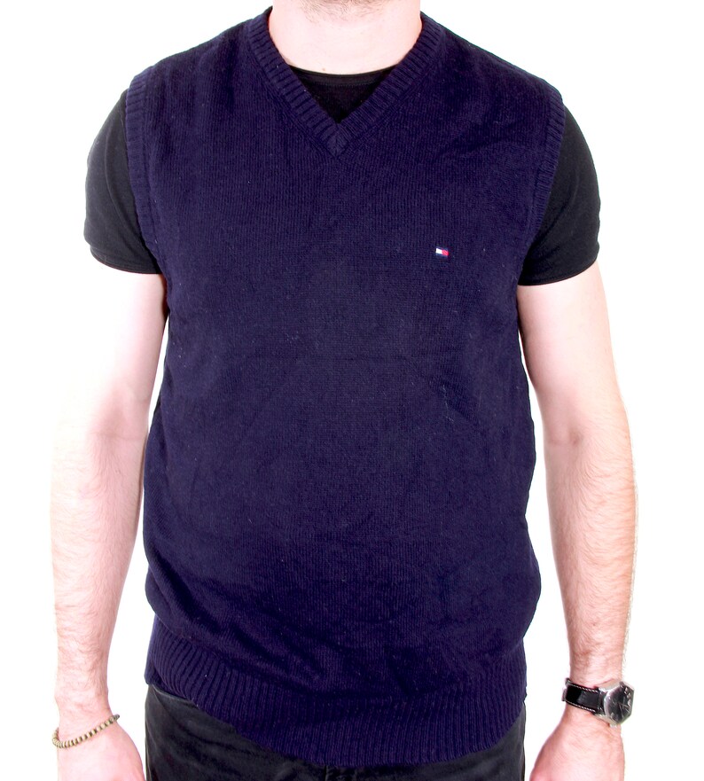 Tommy Hilfiger 90/'s Men Waistcoat Vintage Casual Formal Cotton Vest S M
