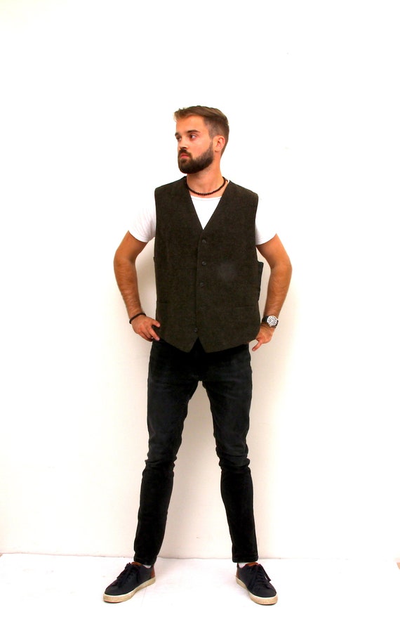 Oversized Preppy Wool Vest Warm Classic Black Wais
