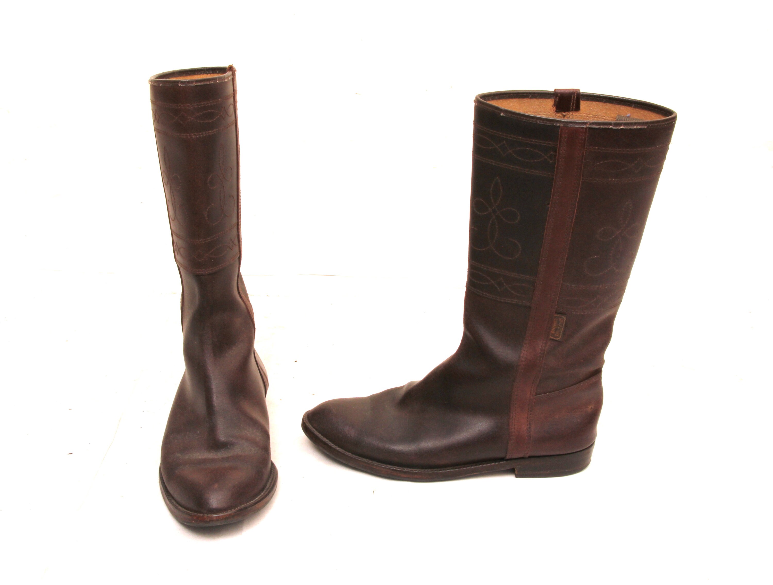 reservation Vintage Brown Boho Boots Tall Leather Flats