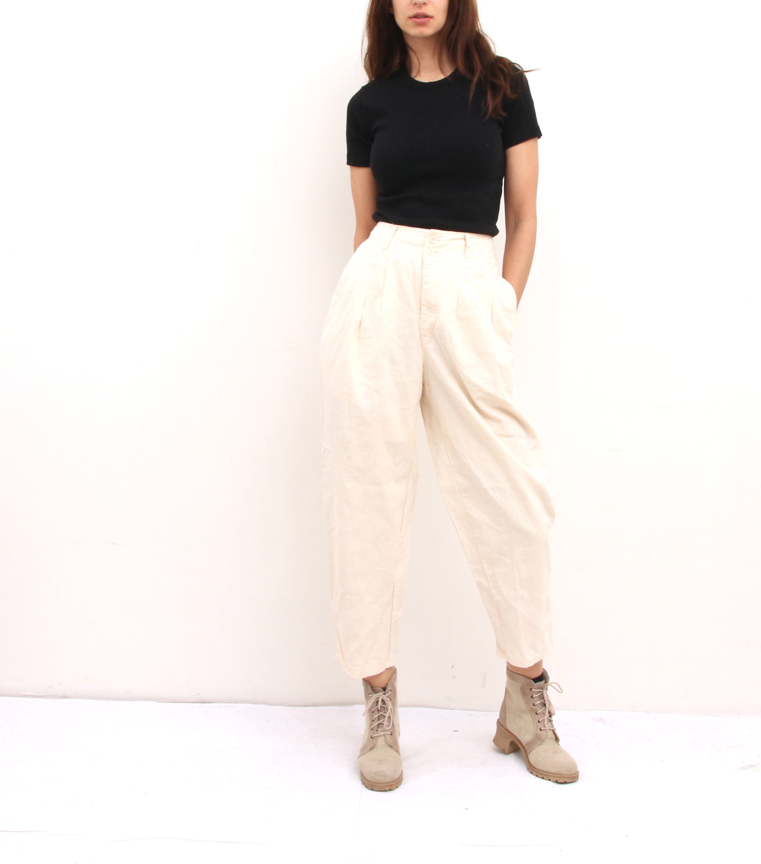tapered linen trousers ladies
