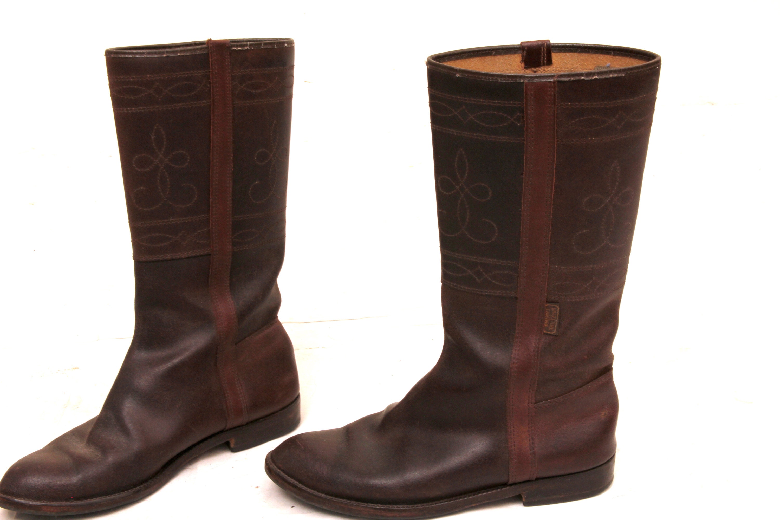 reservation Vintage Brown Boho Boots Tall Leather Flats