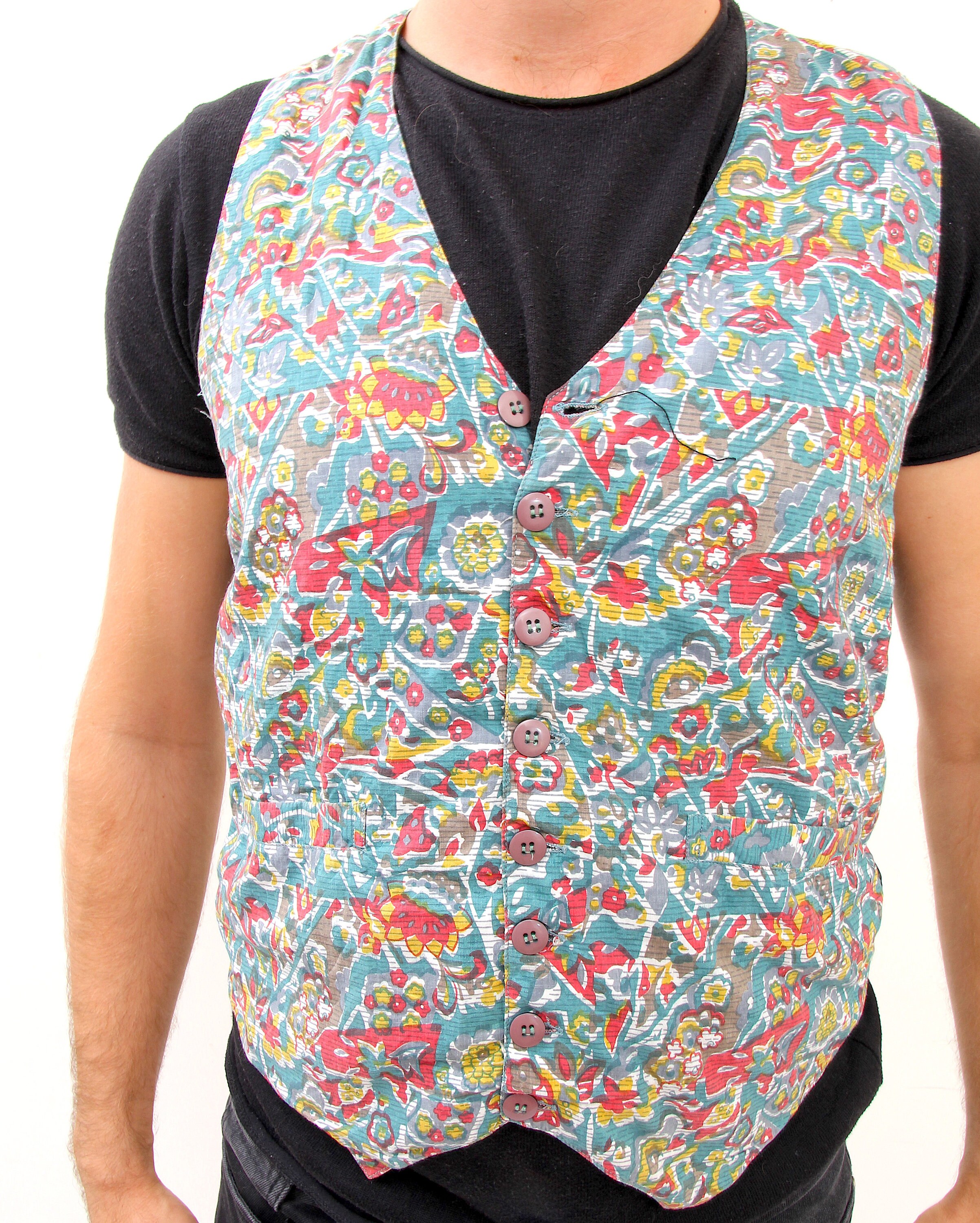 multi coloured waistcoat