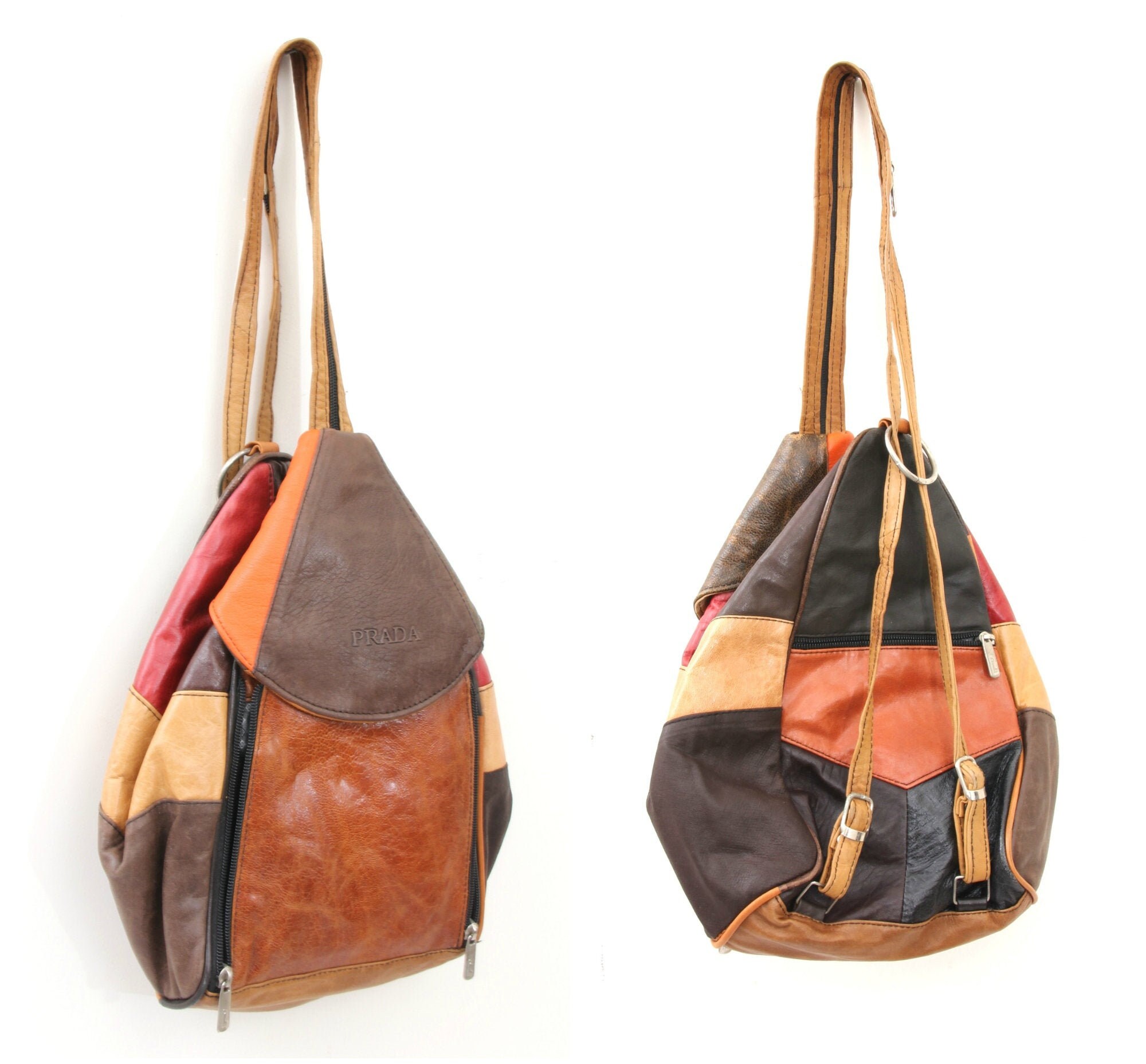 leather patchwork backpack