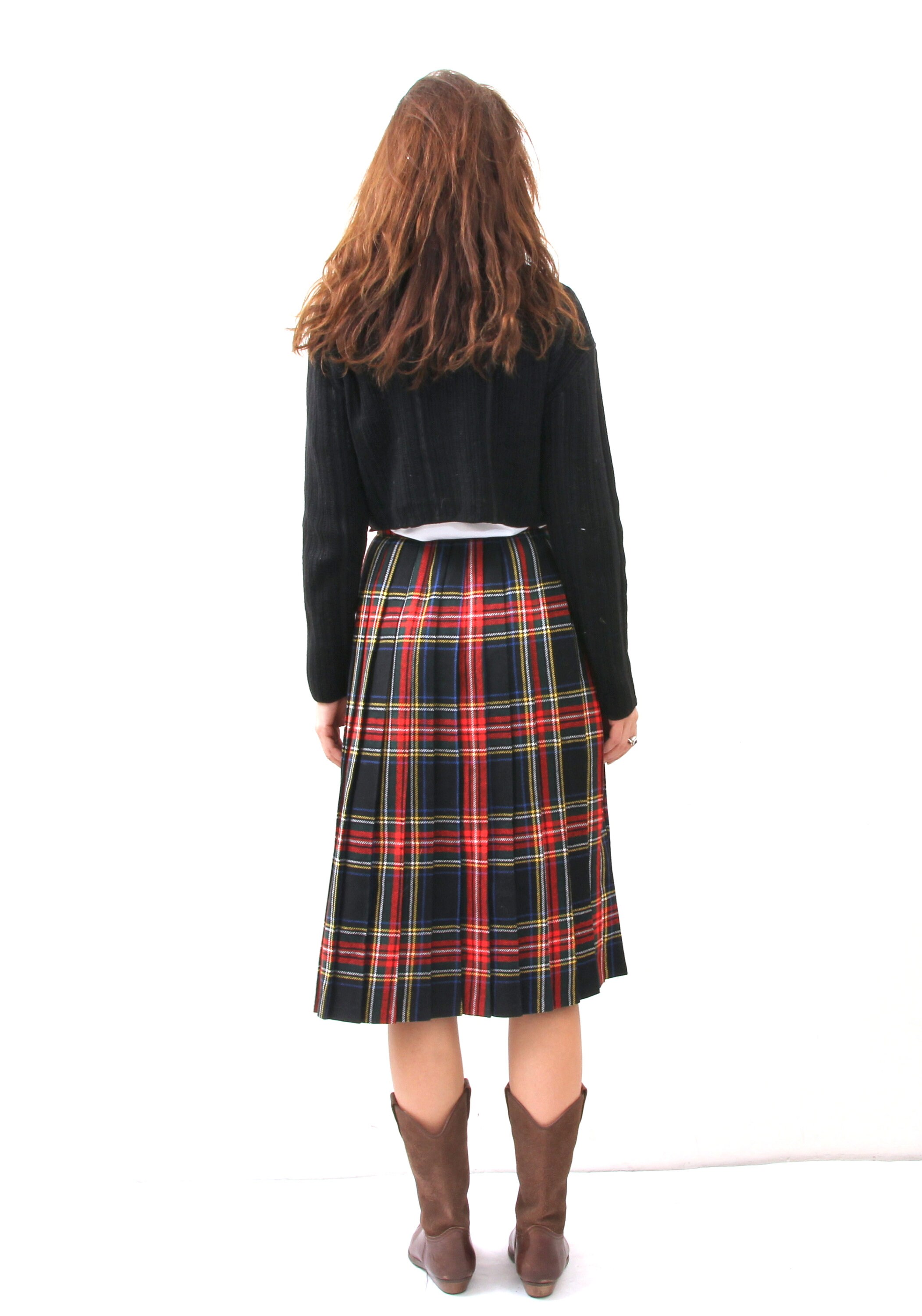 red tartan skirt knee length