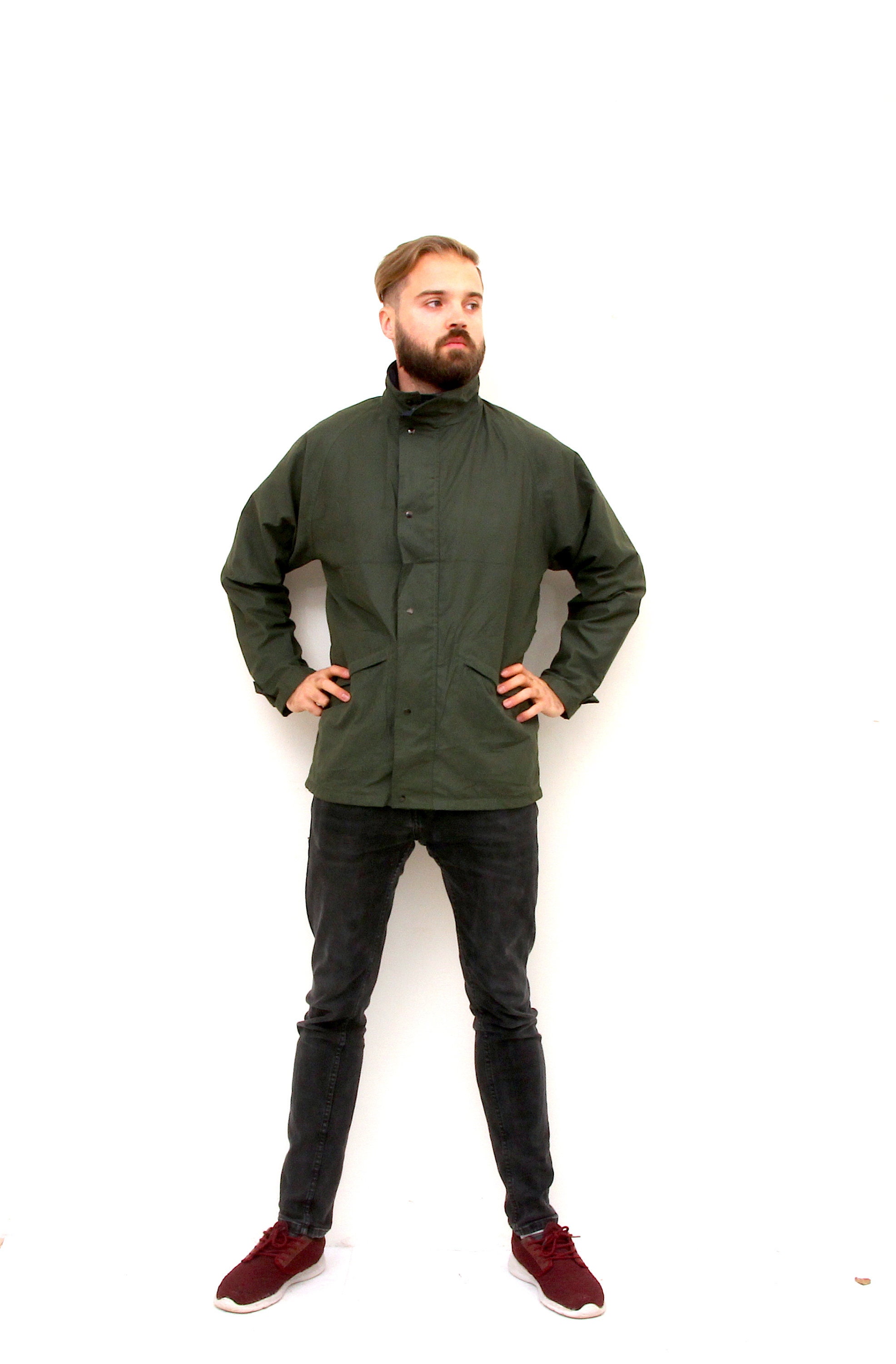 Minimalist Military Khaki Jacket Unisex Army Full Zip Jacket M | Etsy
