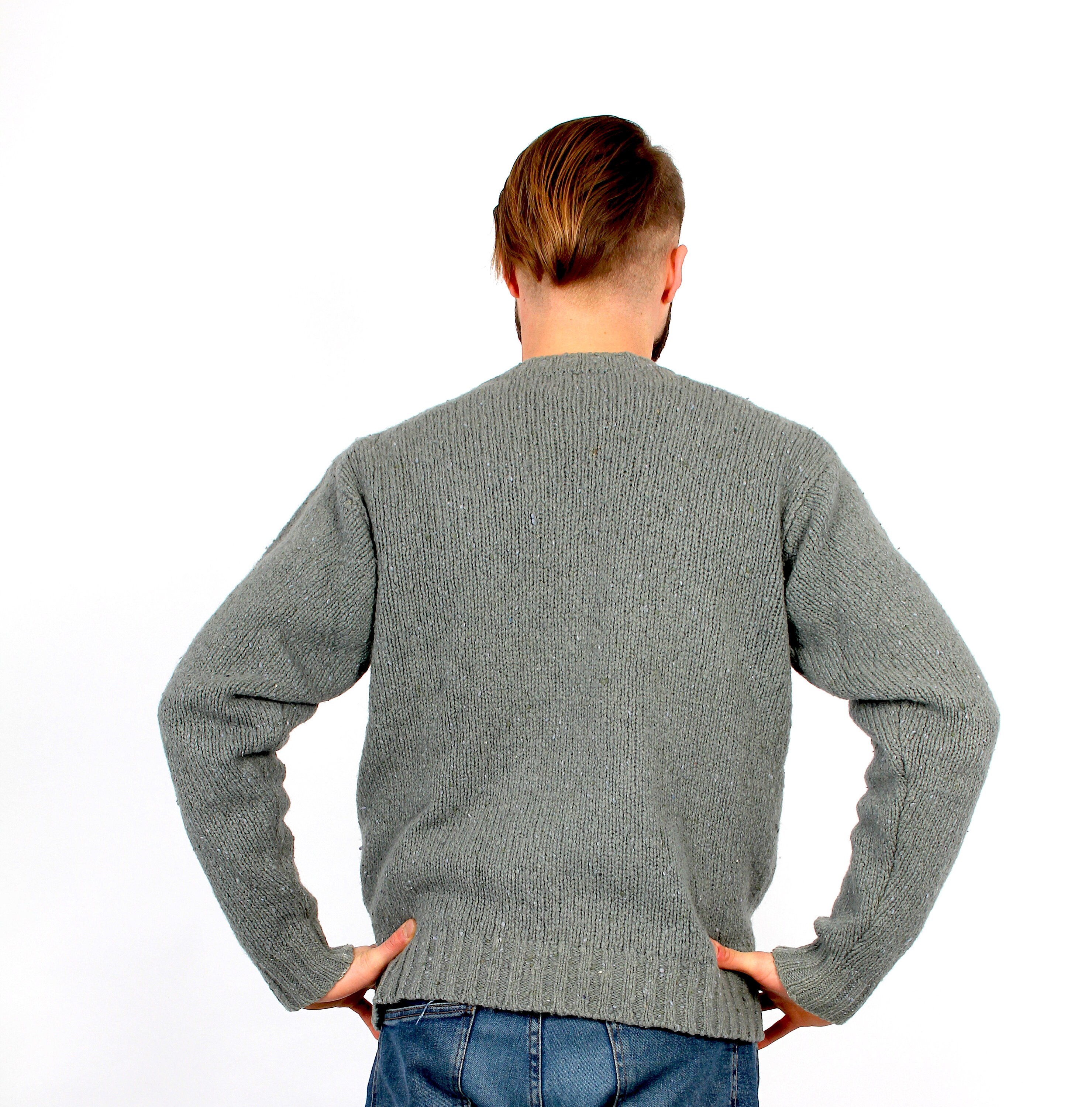 Diesel Knitted Men Sweater Grey Crew Neckline Pullover M L