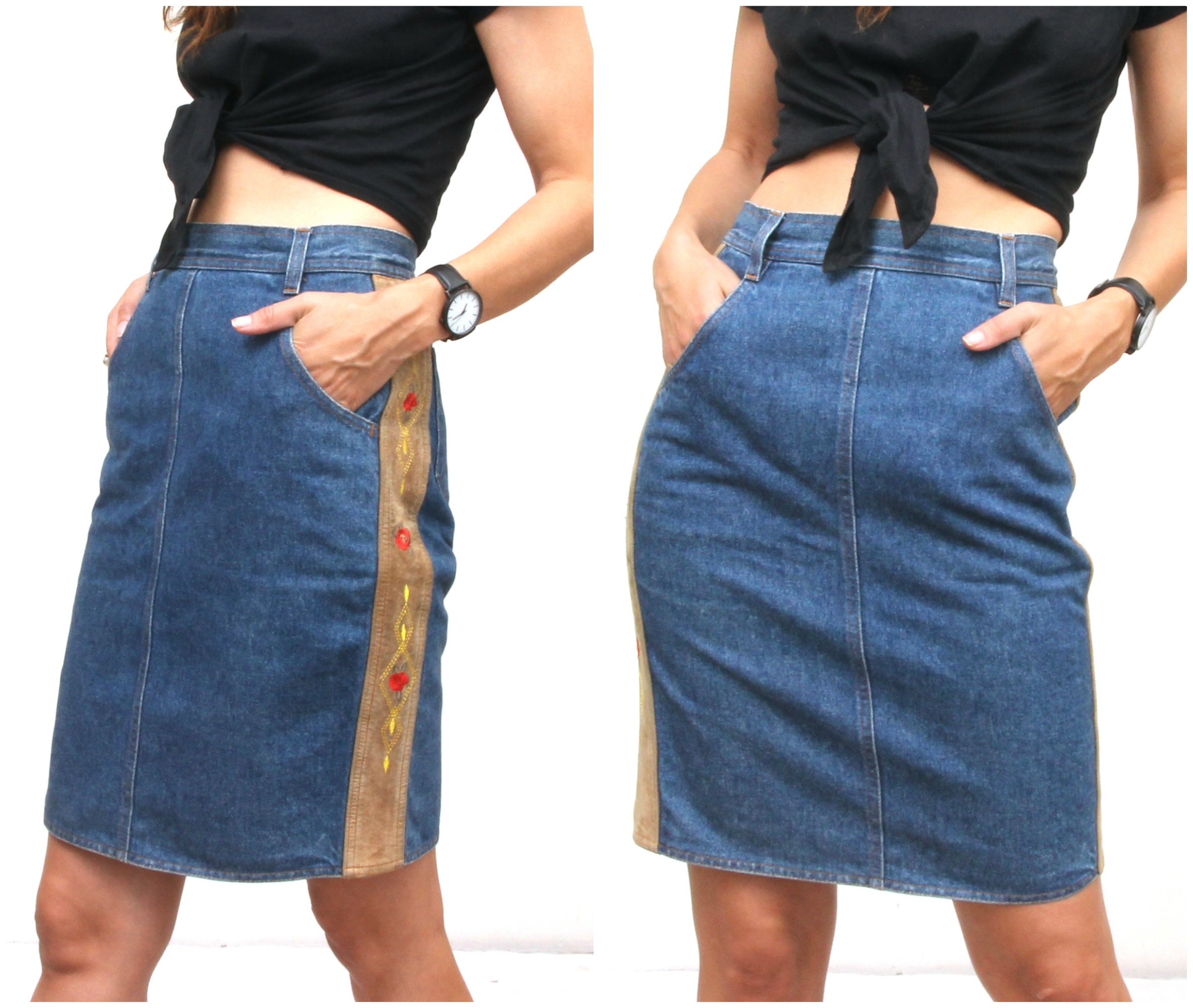 western jean skirt