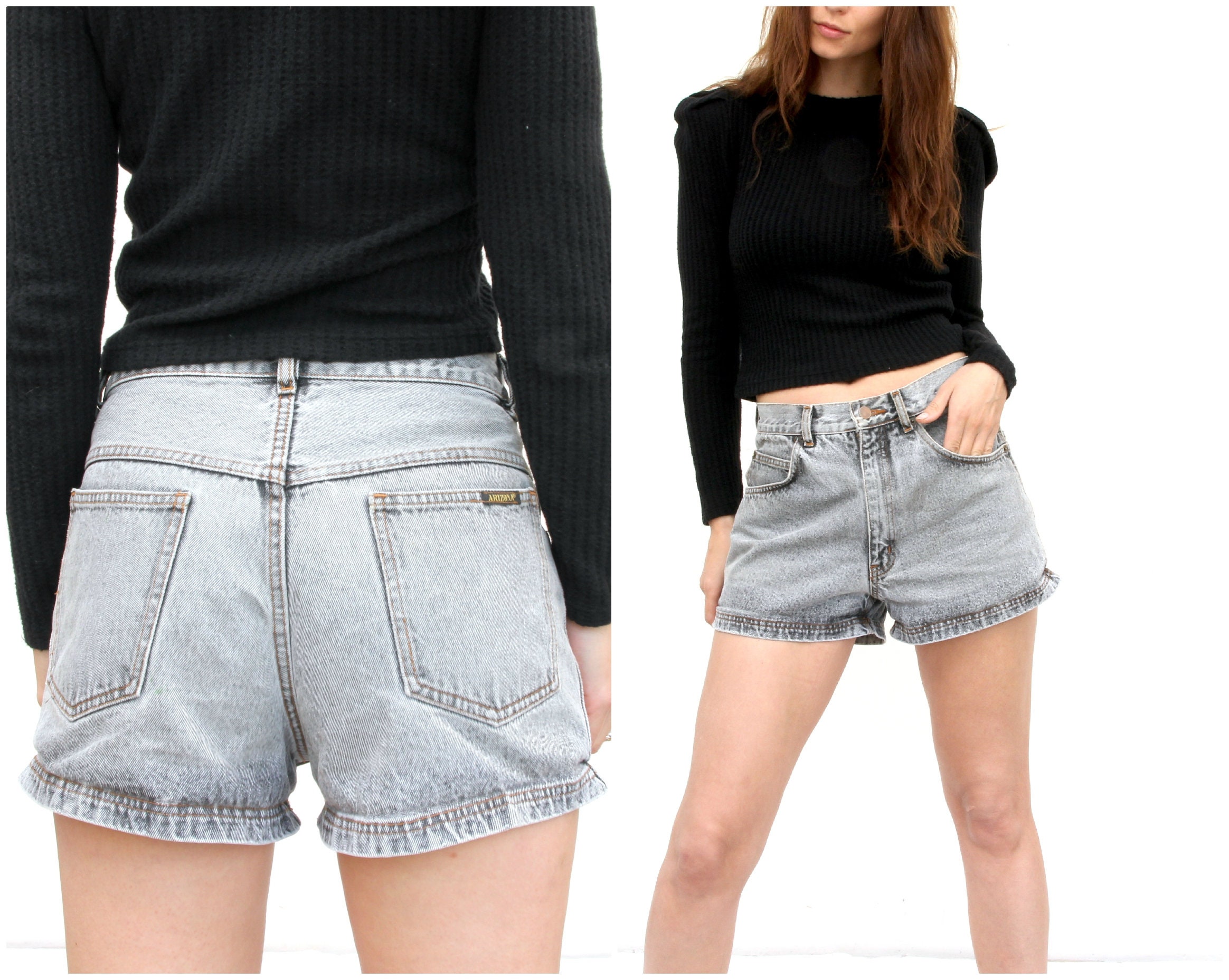 faded black jean shorts