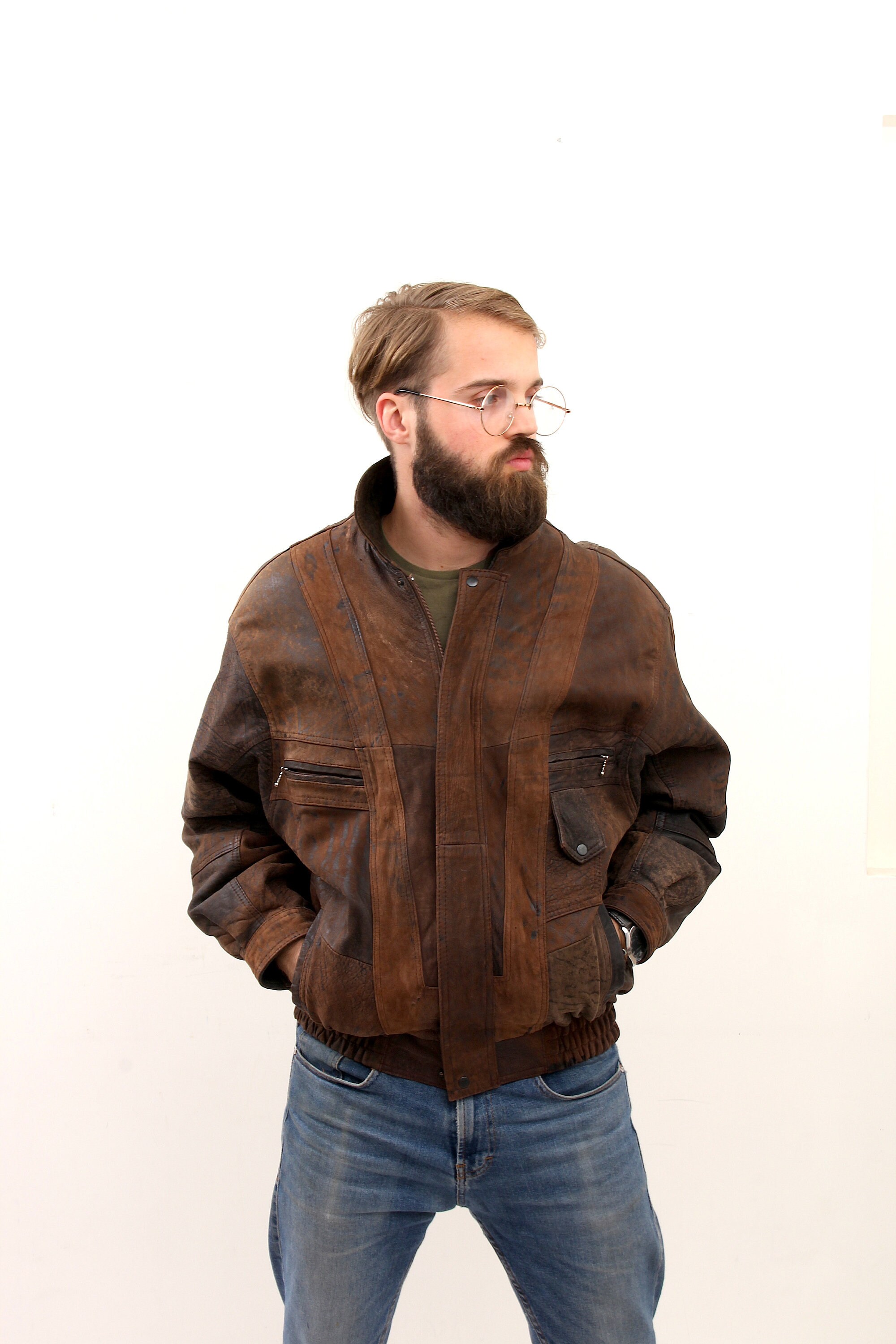 vintage patchwork leather jacket