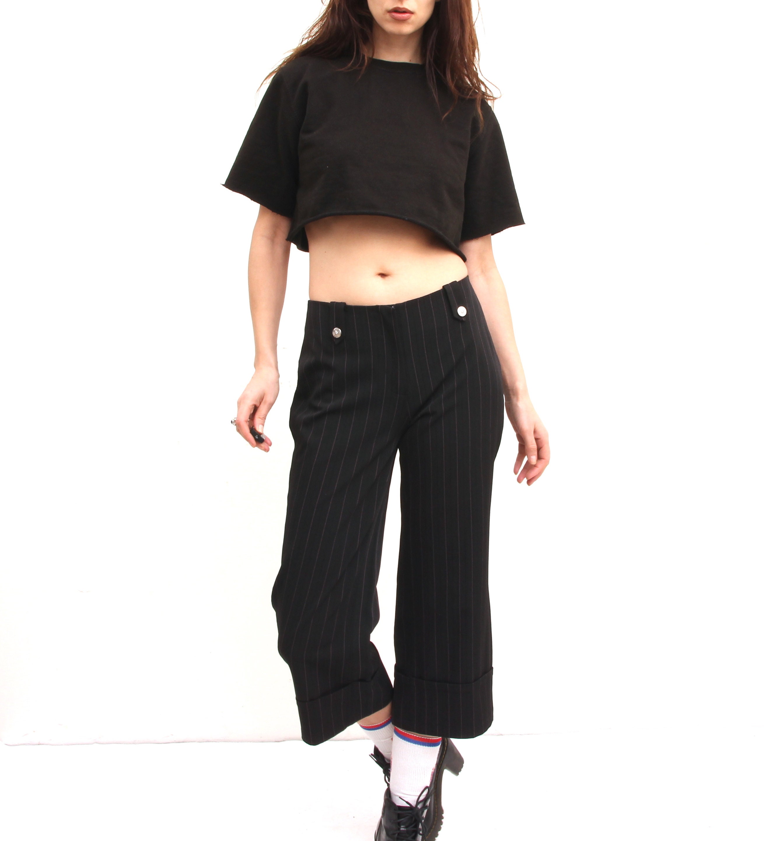 striped cropped pants
