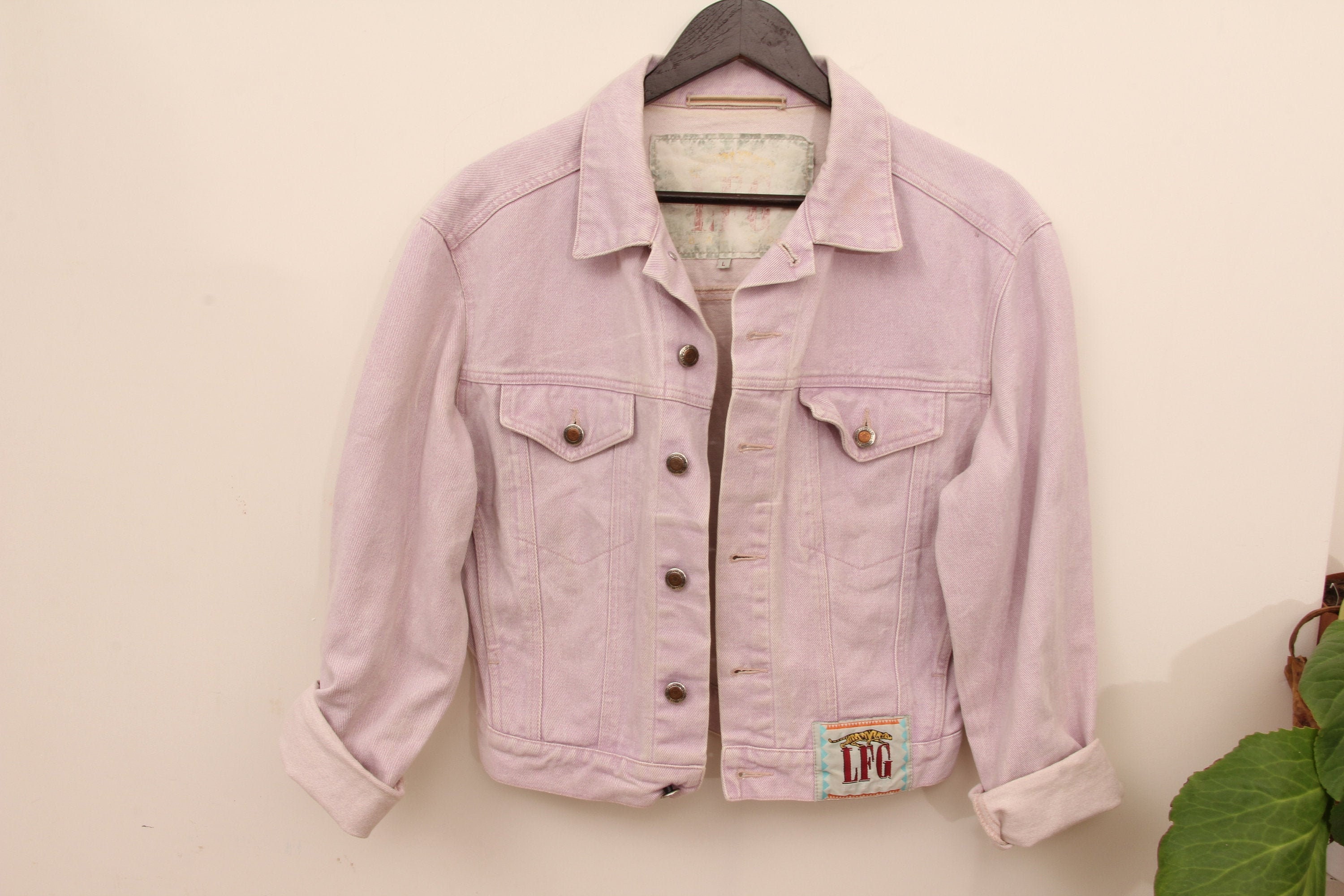 light pink jean jacket