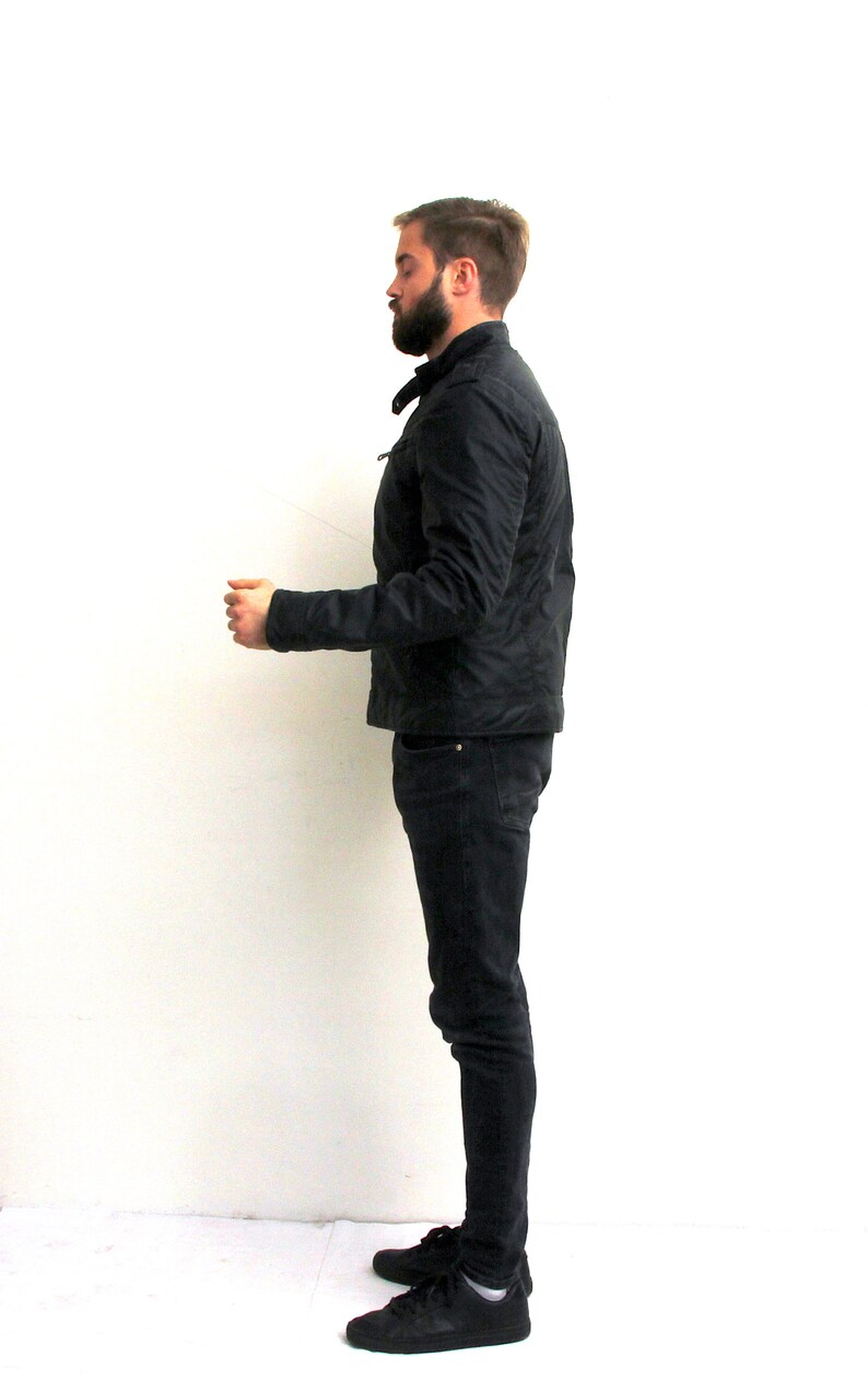 Fitted Biker Jacket Black Jacket Man Minimalist Jacket Spring Jacket M