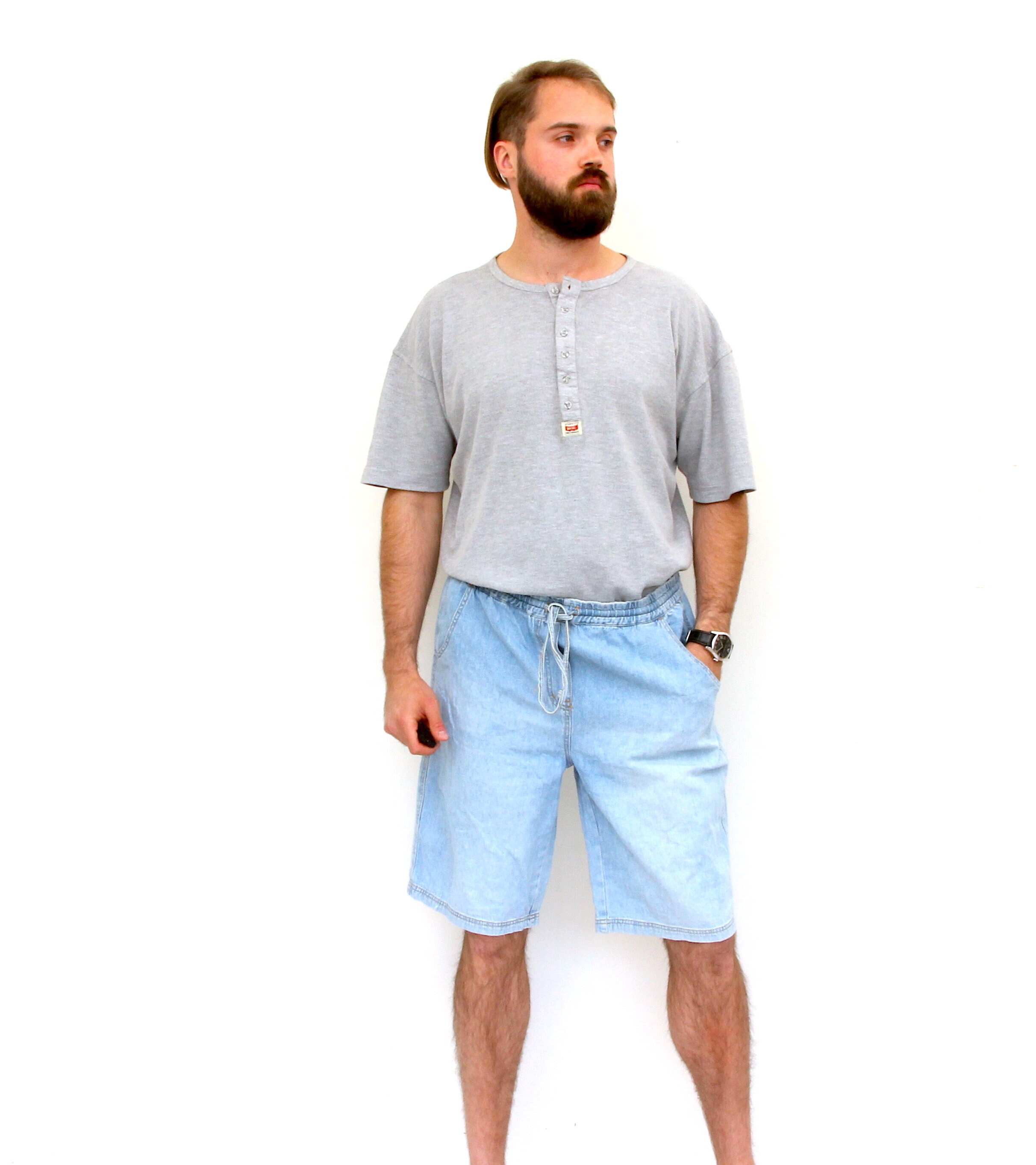 knee length jeans shorts