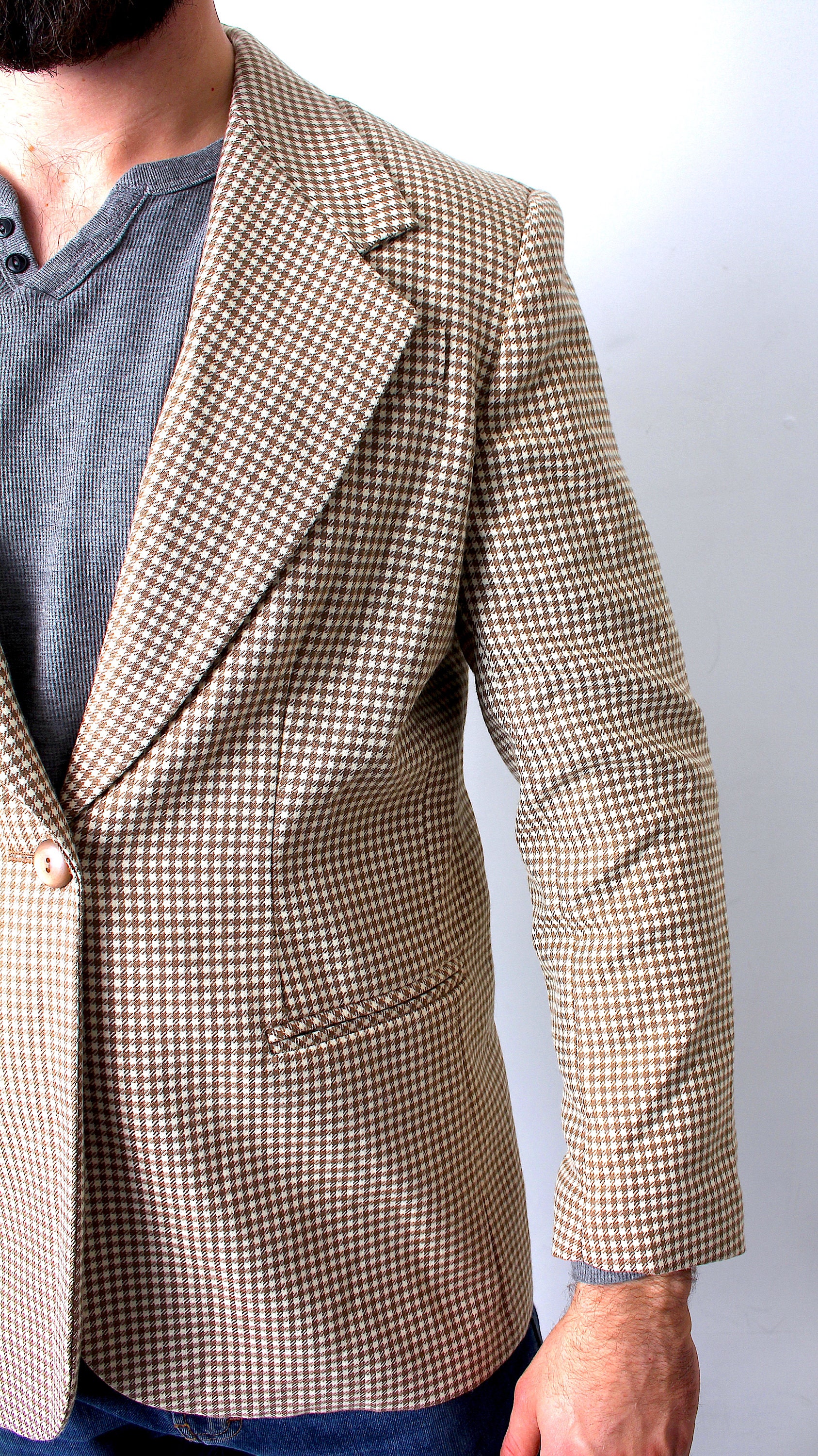 Tweed Checkered Sport Coat Plaid Men Fitted Blazer Etsy