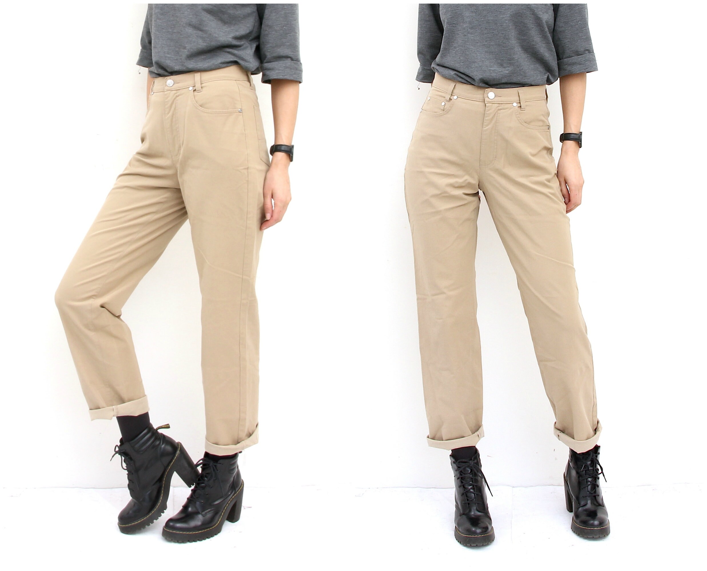 beige straight leg trousers womens