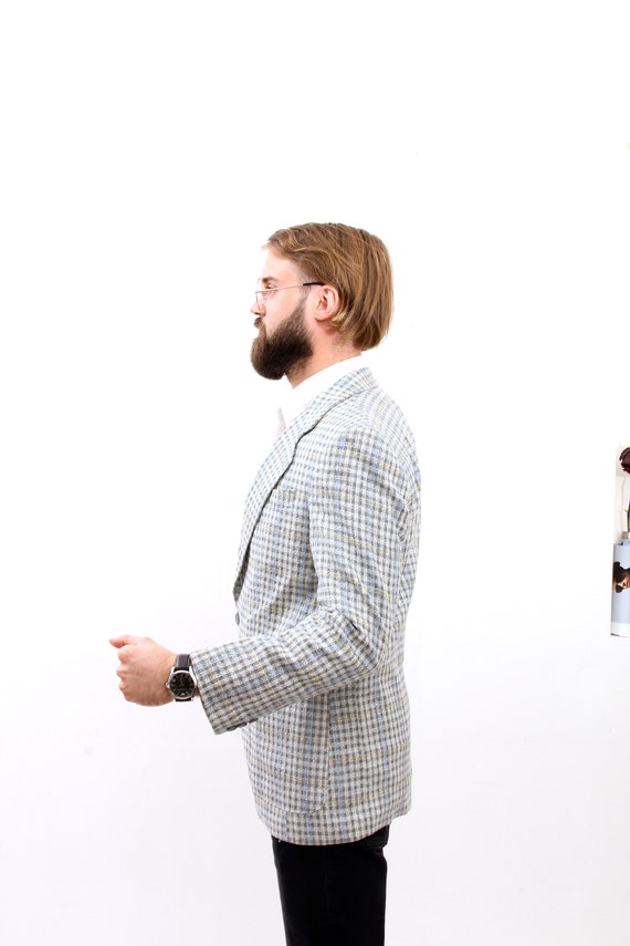 Vintage Evening Cocktail Men Blazer Checkered Formal Party Wedding Jacket XS S