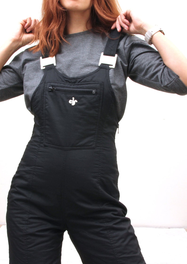 80s Nylon Ski Suit Winter Waterproof Overalls Pants Suit M