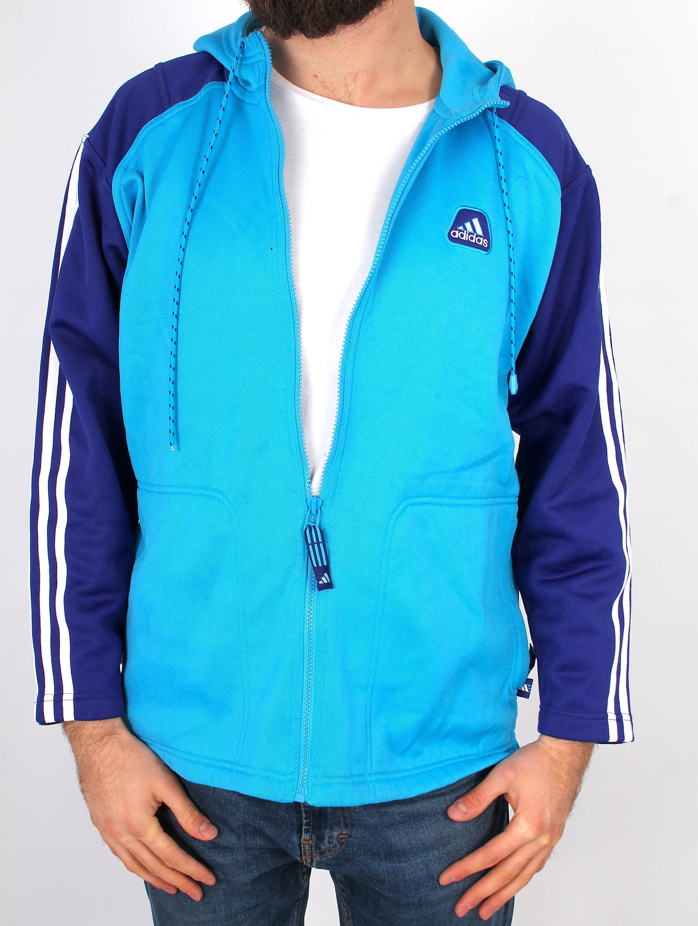 adidas blue tracksuit jacket