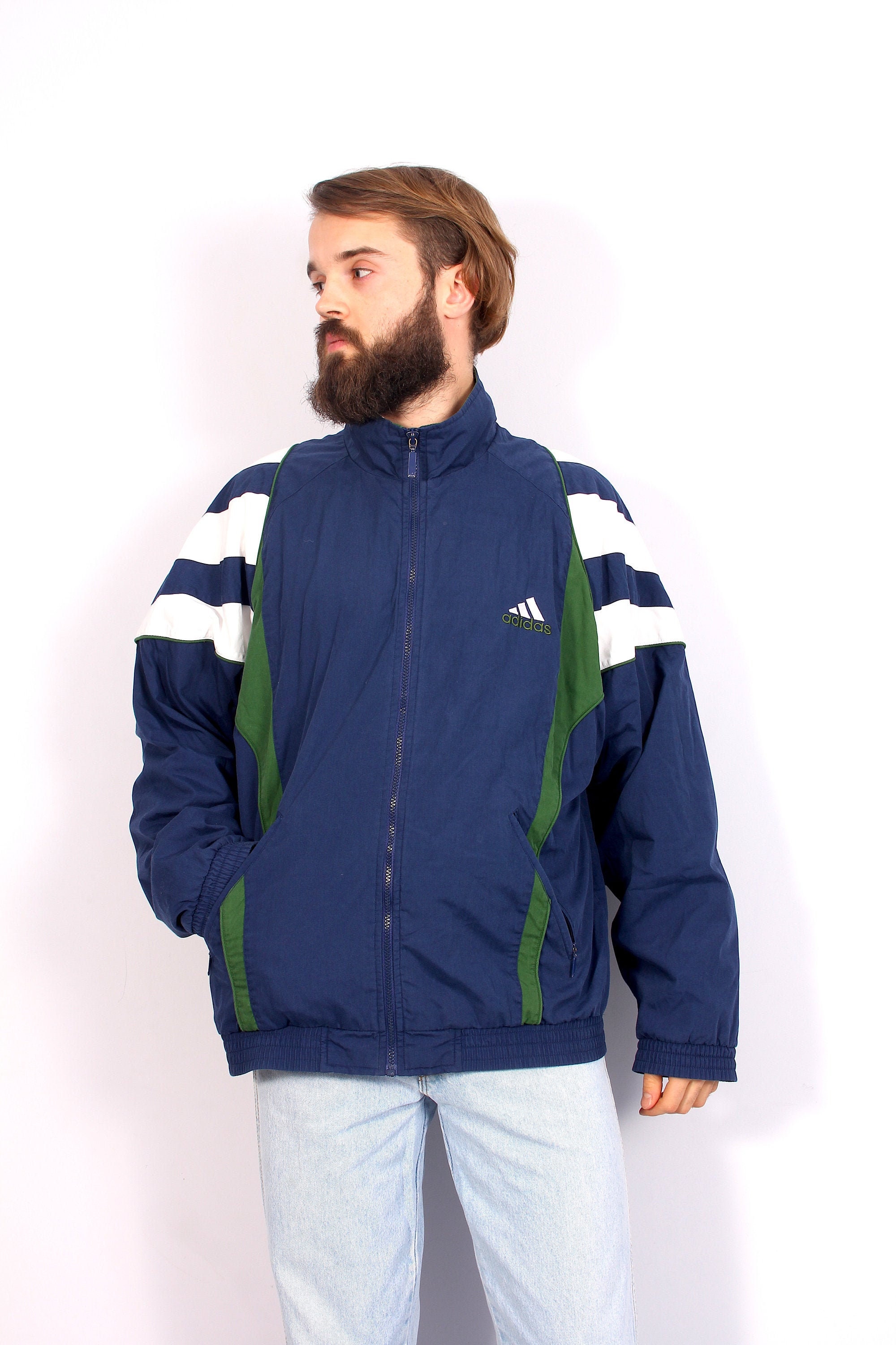 adidas blue tracksuit jacket