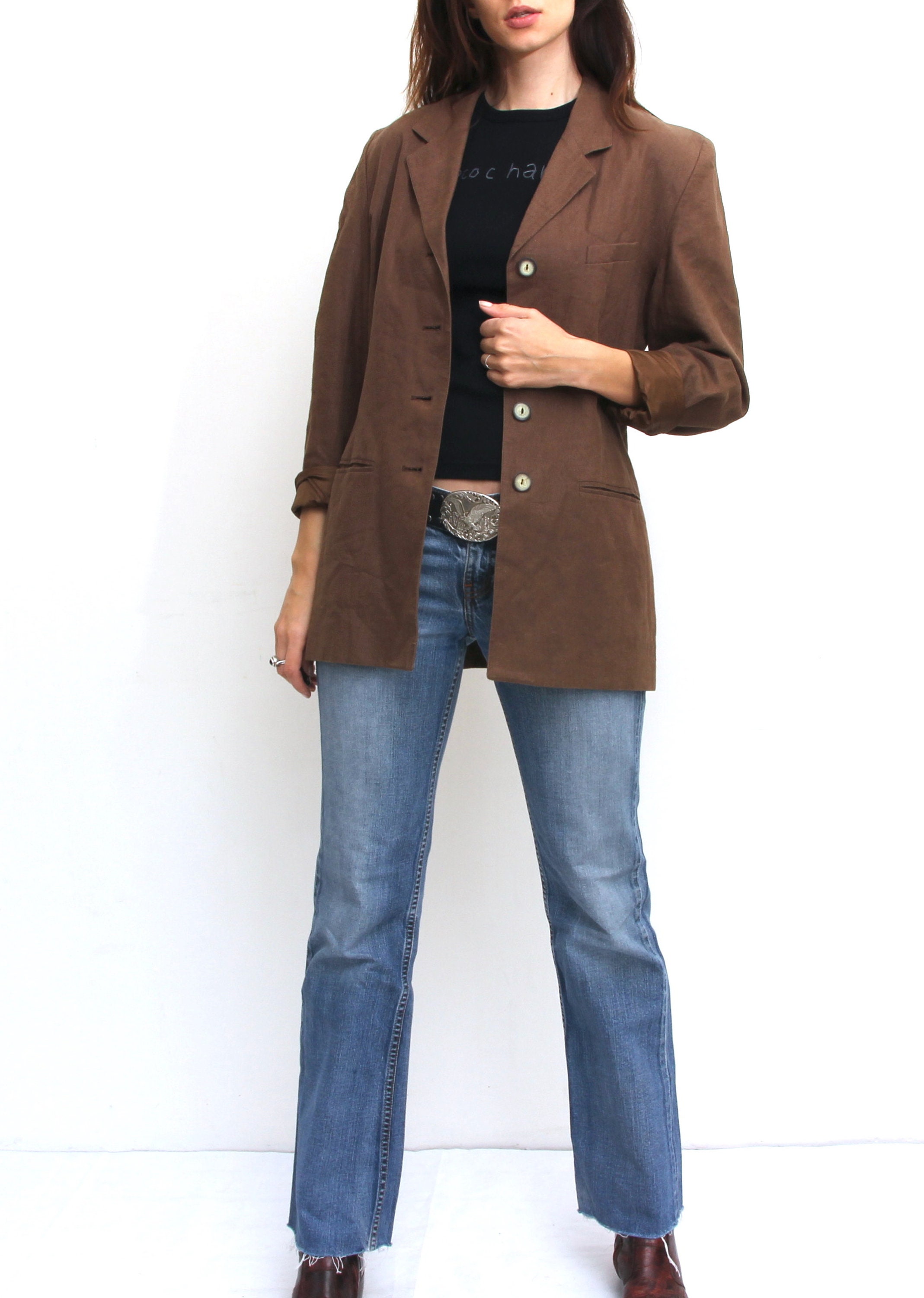 Brown Linen Jacket For Women Vintage Classic Jacket Formal Etsy