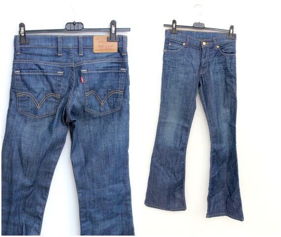 Faded Blue Levi's Flared Jeans Low Waist Cowgirl H