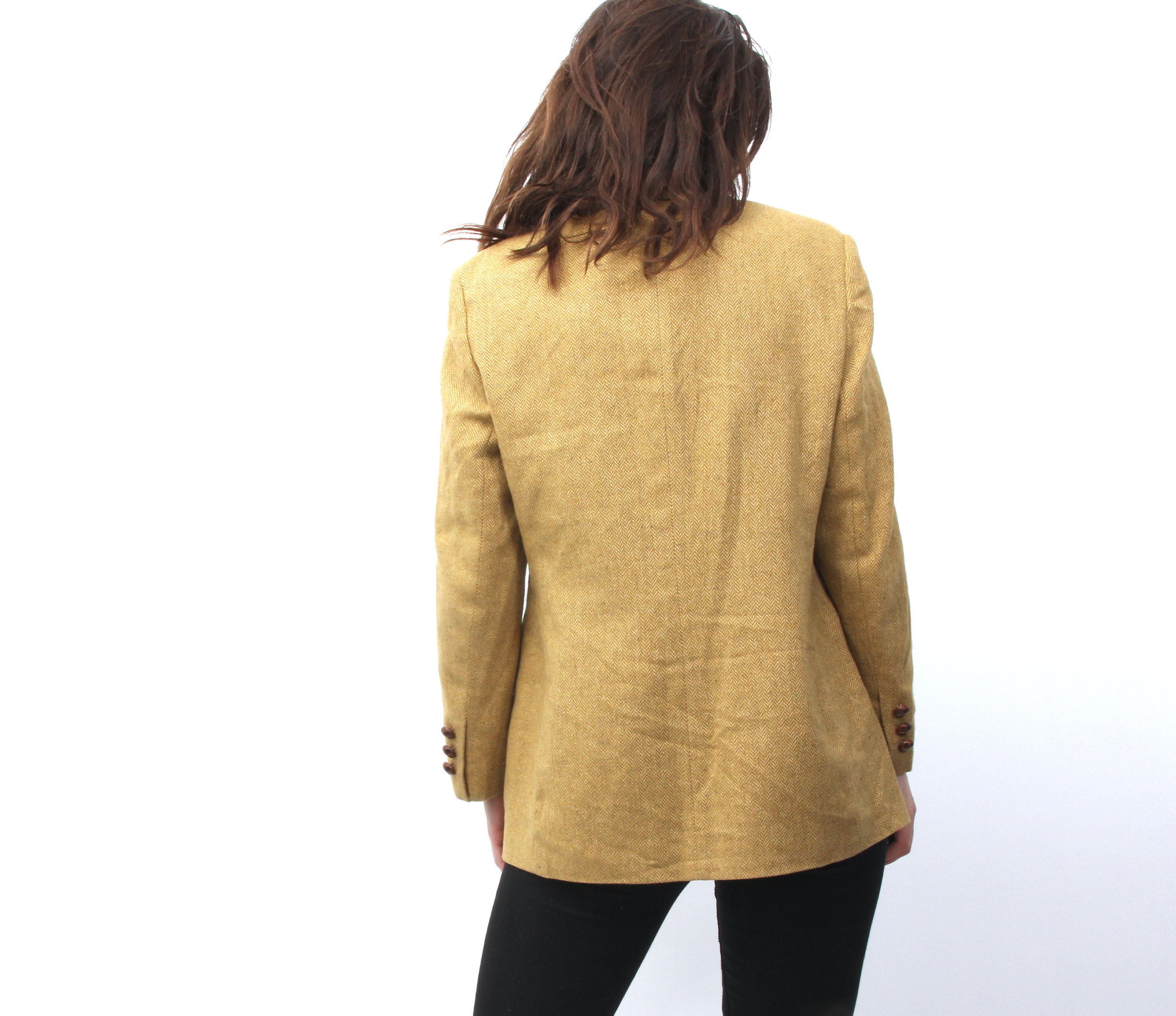 Mustard Wool Jacket Vintage Suit Jacket Tweed Jacket Spring Etsy