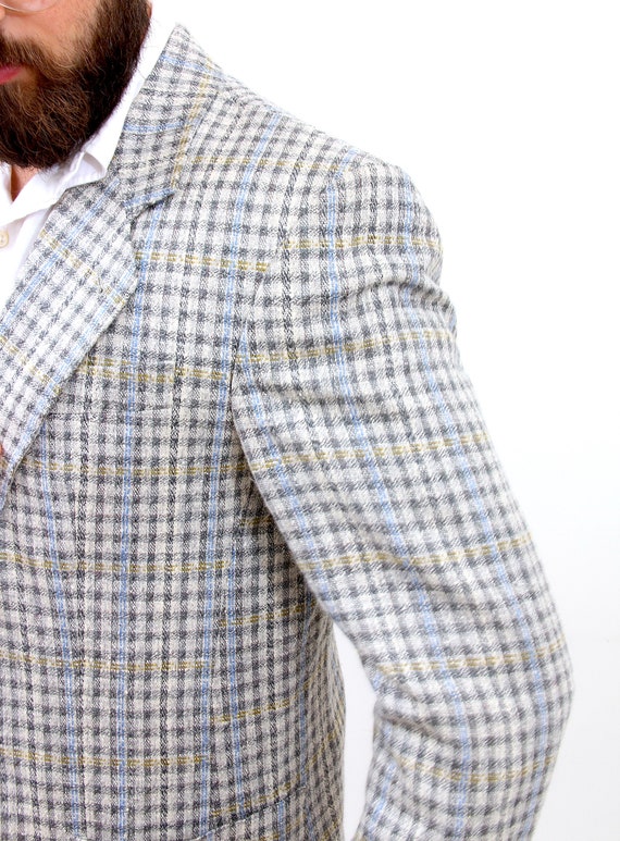 Vintage Evening Cocktail Men Blazer Checkered Formal Party Wedding Jacket XS S