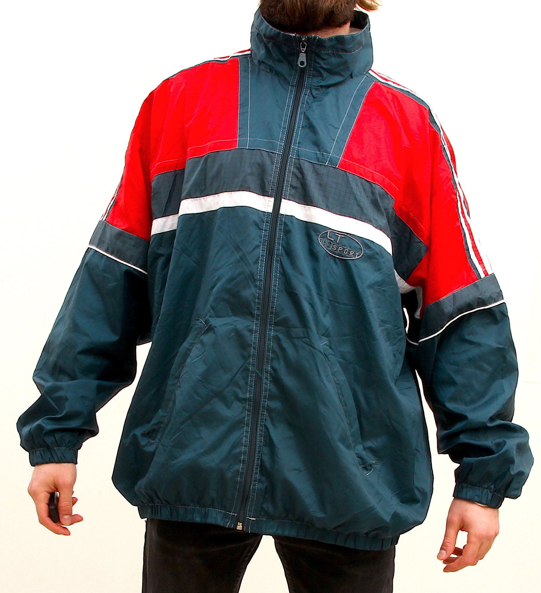 90's Colourblock Unisex Windbreaker Oversized Running Sports Tracksuit ...