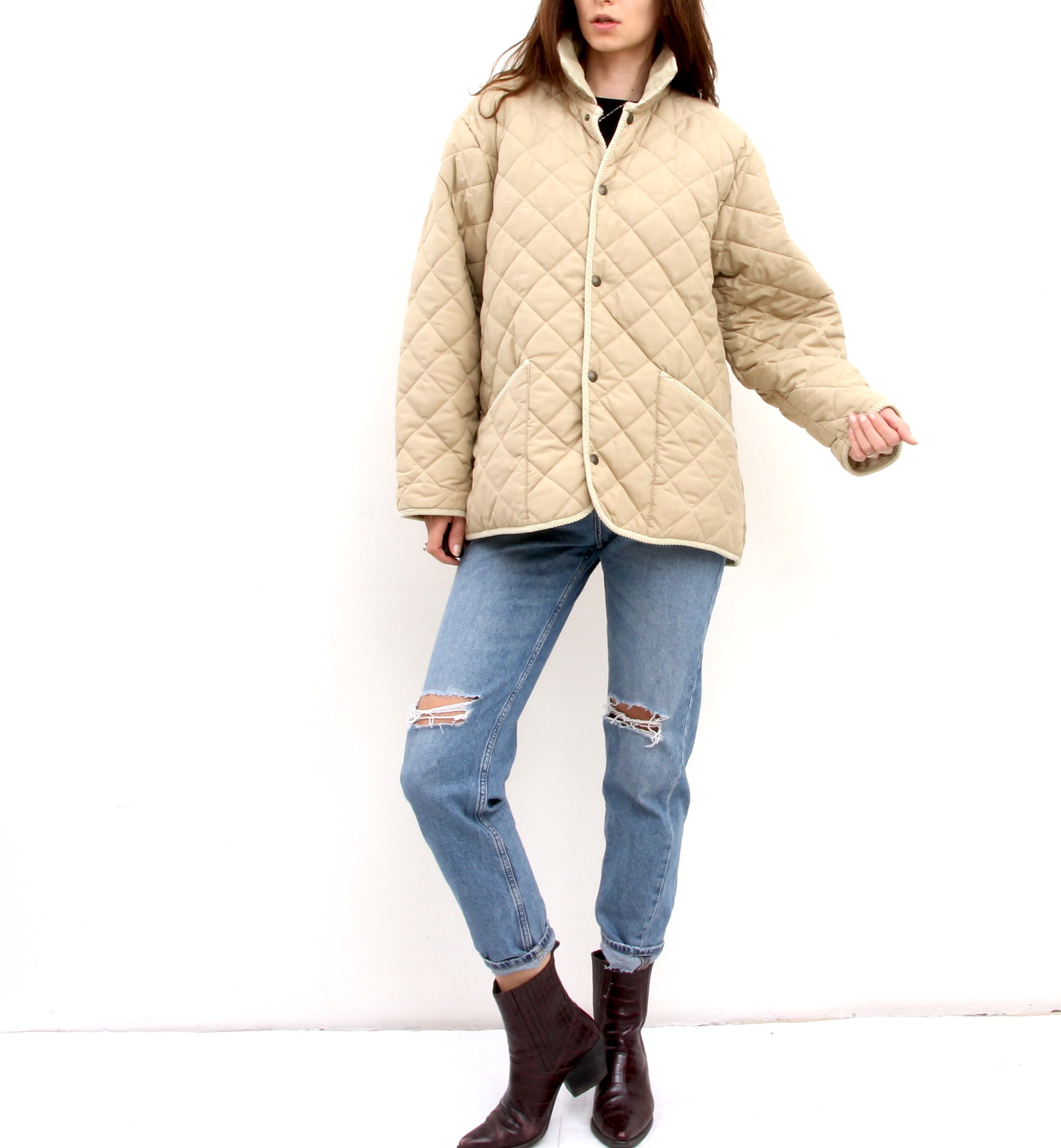 buttoned casual quilted coat