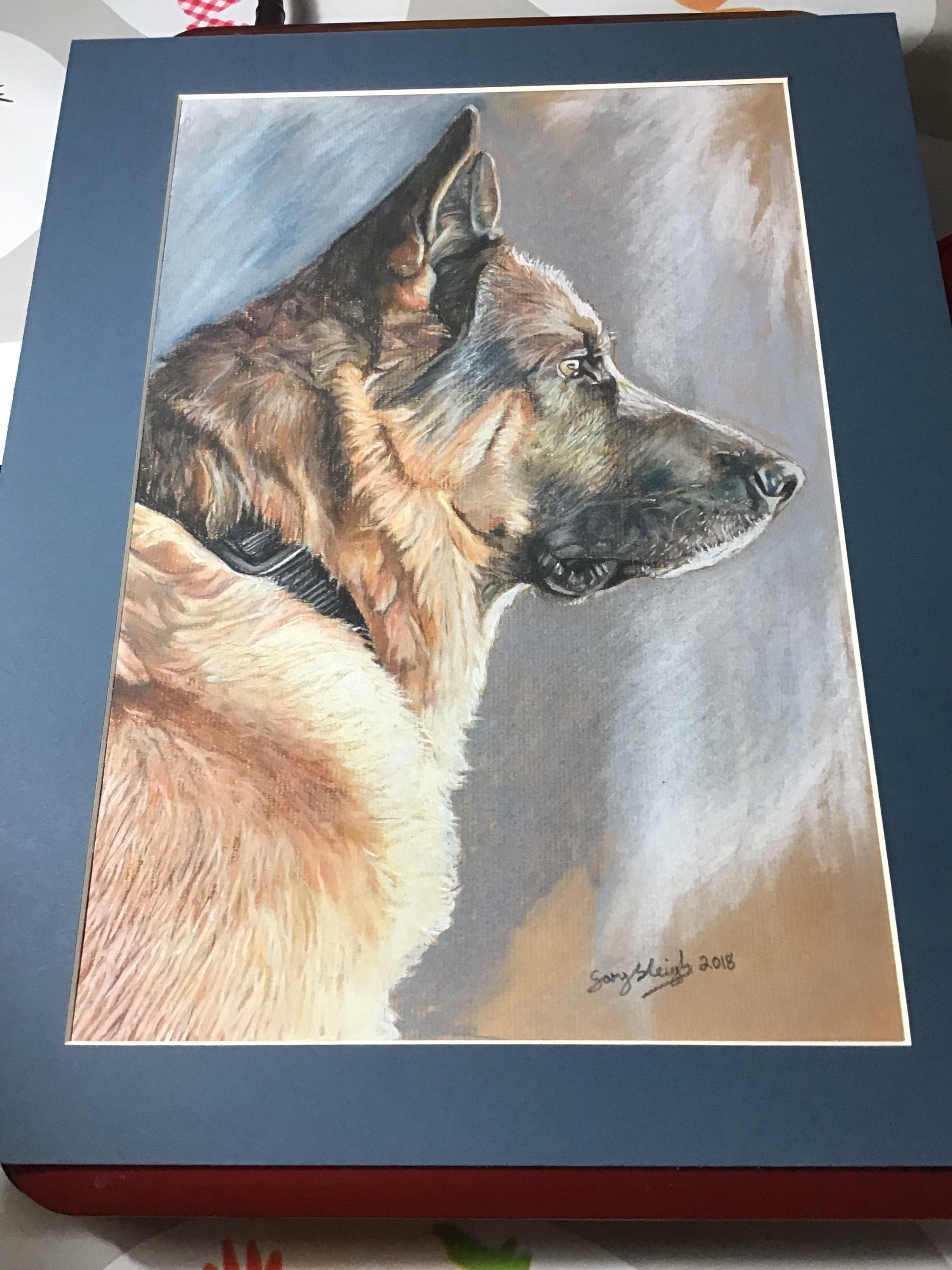 Alsatian Dog in Pastel Drawing Pet Profile alsatian Original Artwork
