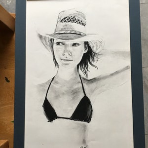 Pencil drawing of Girl in the sun