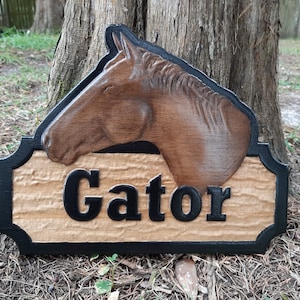 3D Wooden Horse Stall Sign: Personalized Barn Door Plaque