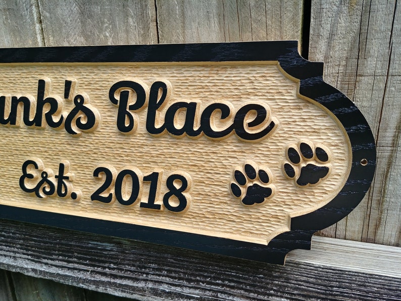 Personalized Oak Dog House Sign Pet Name Signs Custom Carved Etsy