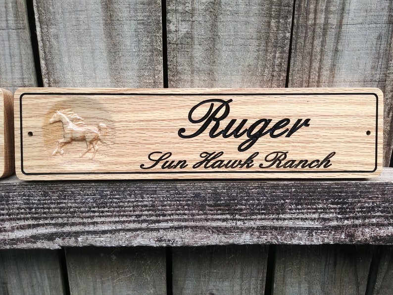 Personalized Horse Name Plate Red Oak 3 Tall Horse | Etsy