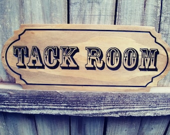SET OF 2 WOOD SIGNS.TACK  FEED ROOM.Horse Stall.LASER ENGRAVED.GIFT. 