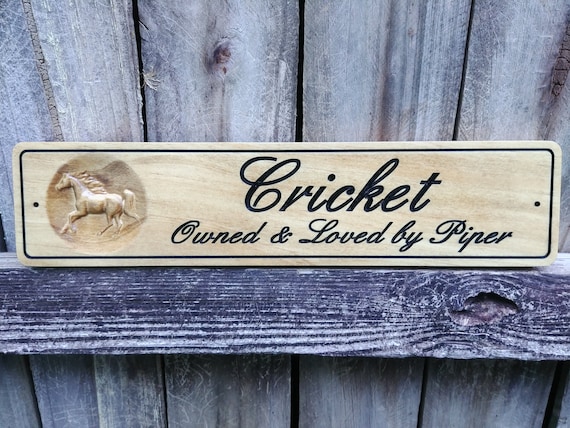 Horse Stall Signs Wood Carved Sign For Horse Barn Door Plate Etsy