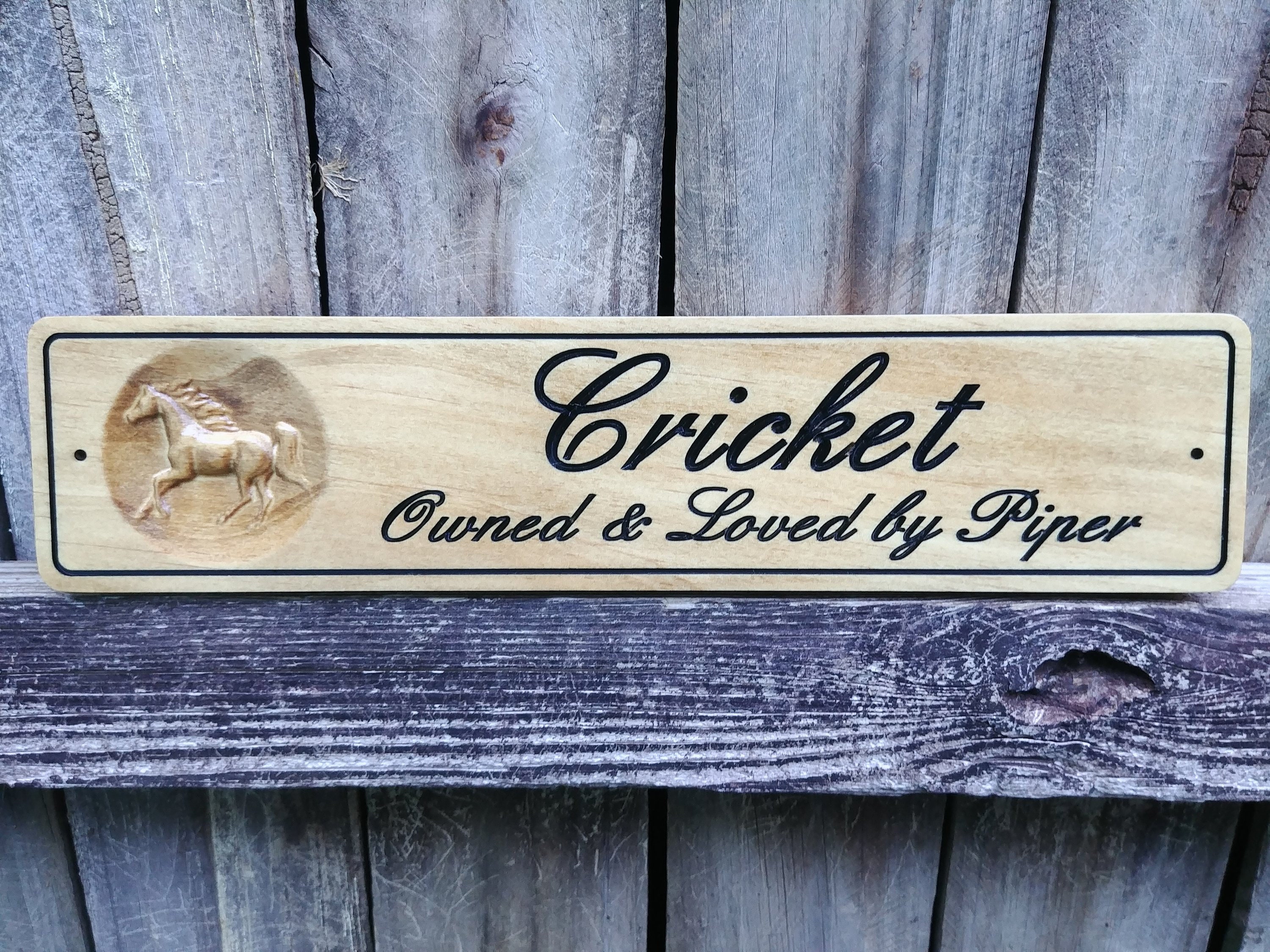 Custom Horse Name Plate Stall Barn Personalized Engraved Wood Sign 