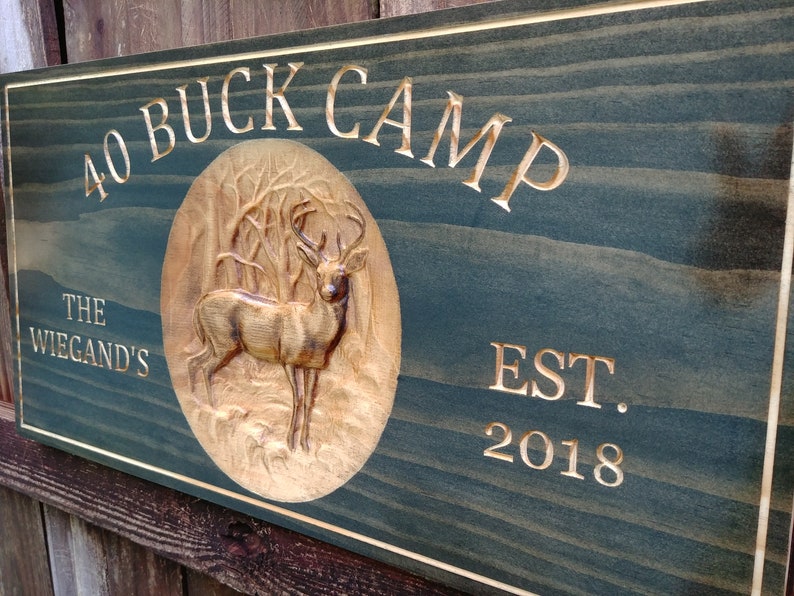 Personalized Hunting Camp Family Solid Wood Name sign Deer Etsy