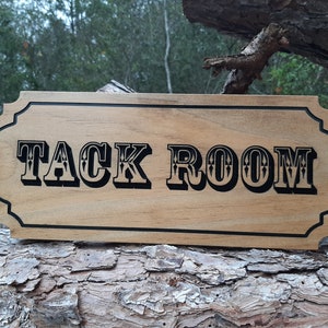 Custom Engraved Pine Wood Barn Sign: Tack Room, Feed Room