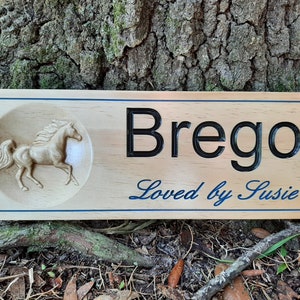 Customizable Hand Painted Wood Carved Horse Stall sign, Personalized Barn Stable name plaque