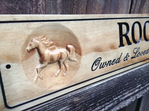 Horse Stall Signs Wood Carved Sign For Horse Barn Door Plate Etsy