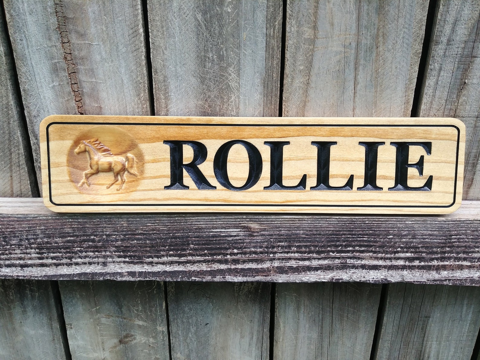 Quality Wood Carved Horse Name Plate Custom Horse Tack Sign Etsy