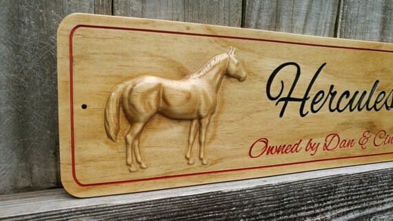 Personalized Horse Stall Sign Unique Horse Barn Door Plate Wood Carved Sign Horse Ranch Signs Farmhouse Decor Gifts Gift 3d Wooden Signs