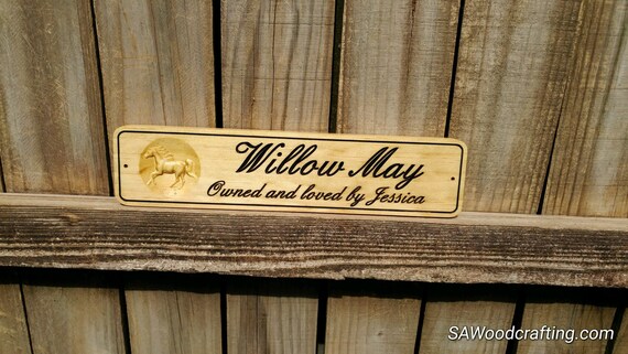 Horse Stall Signs Wood Carved Sign For Horse Barn Door Plate Etsy