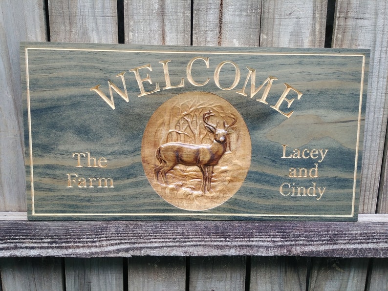 Personalized Hunting Camp Family Solid Wood Name sign Deer Etsy