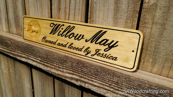 Horse Stall Signs Wood Carved Sign For Horse Barn Door Plate Etsy