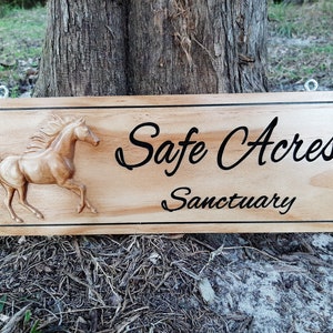 Personalized 3D Carved Wood Horse Stall Name Sign