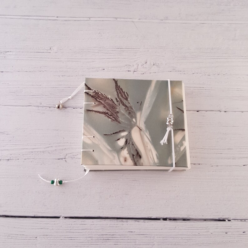 eco print blank handmade journal watercolor painting drawing pick your paper coptic binding 4.5x4 green maple leaf print sketchbook